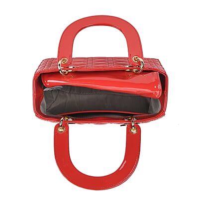Red Genuine Leather Crossbody Bag with Handle Drop (4.3) and Shoulder Strap