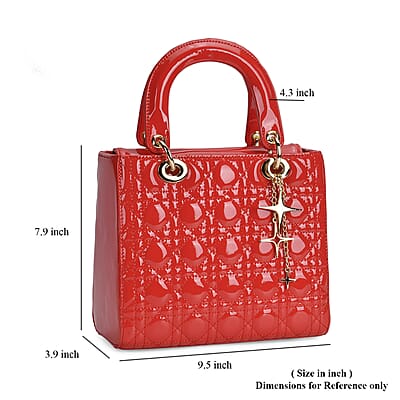 Red Genuine Leather Crossbody Bag with Handle Drop (4.3) and Shoulder Strap