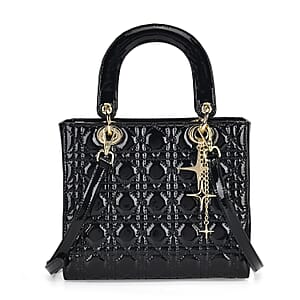 Black Genuine Leather Crossbody Bag with Handle Drop (4.3) and Shoulder Strap