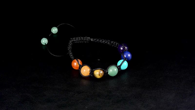 Multi Gemstone 41.00 ctw Beaded Seven Chakra Bracelet in Cotton Cord (Adjustable)