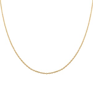 Italian 14K Yellow Gold Over Sterling Silver Light Cable Chain Necklace 18 Inches 0.90 Grams