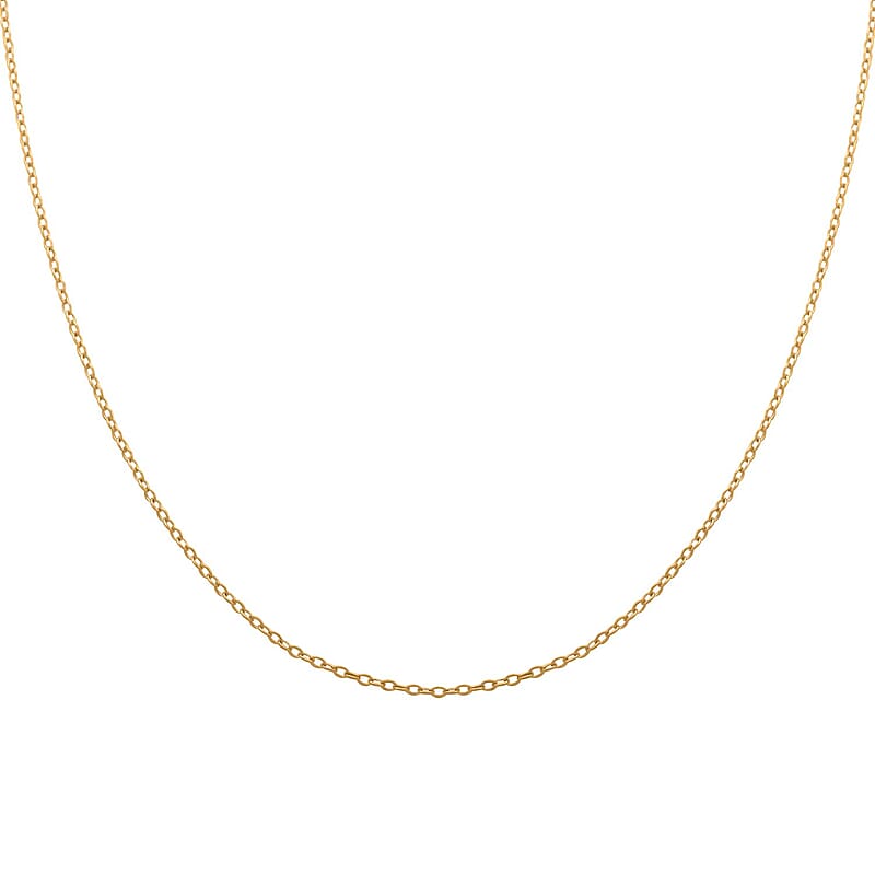 Italian 14K Yellow Gold Over Sterling Silver Light Cable Chain Necklace 18 Inches 0.90 Grams