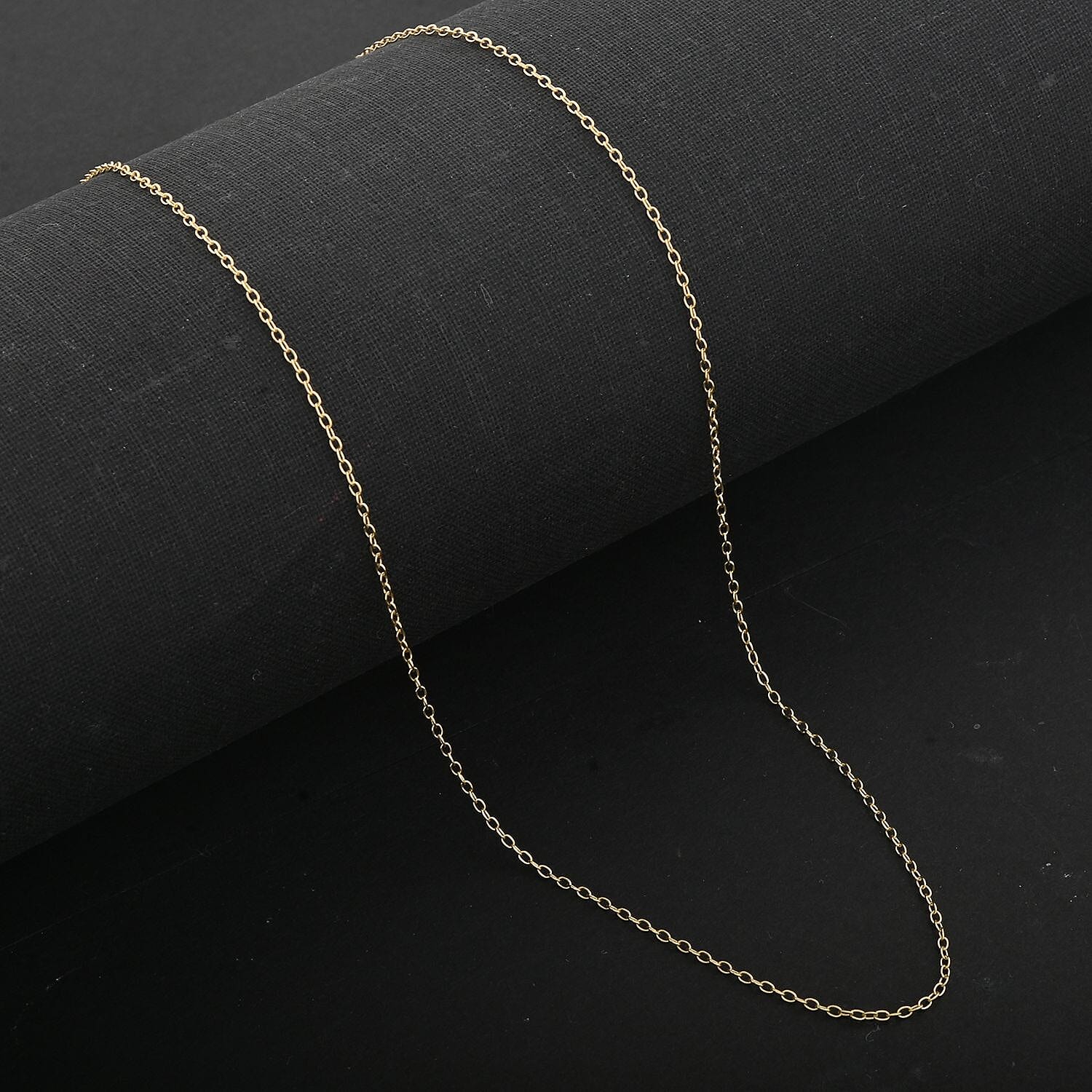 Italian 14K Yellow Gold Over Sterling Silver Light Cable Chain Necklace 18 Inches 0.90 Grams