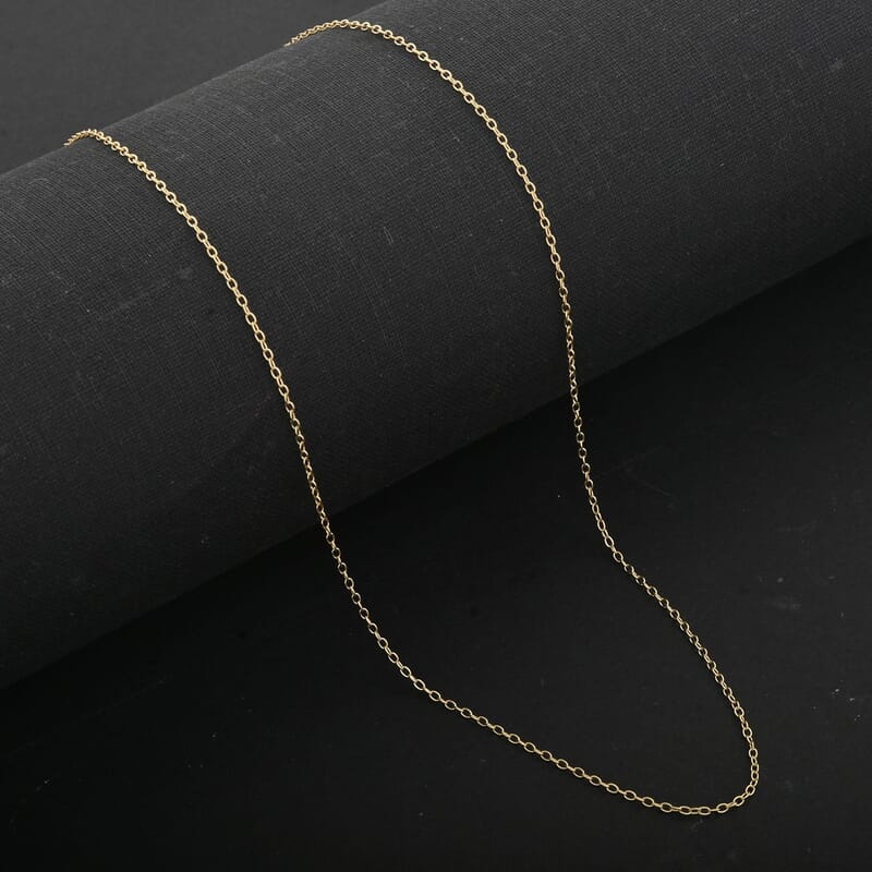 Italian 14K Yellow Gold Over Sterling Silver Light Cable Chain Necklace 18 Inches 0.90 Grams