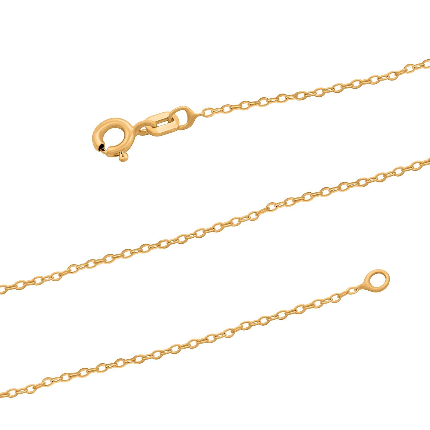 Italian 14K Yellow Gold Over Sterling Silver Light Cable Chain Necklace 18 Inches 0.90 Grams