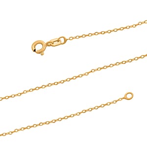 Italian 14K Yellow Gold Over Sterling Silver Light Cable Chain Necklace 18 Inches 0.90 Grams