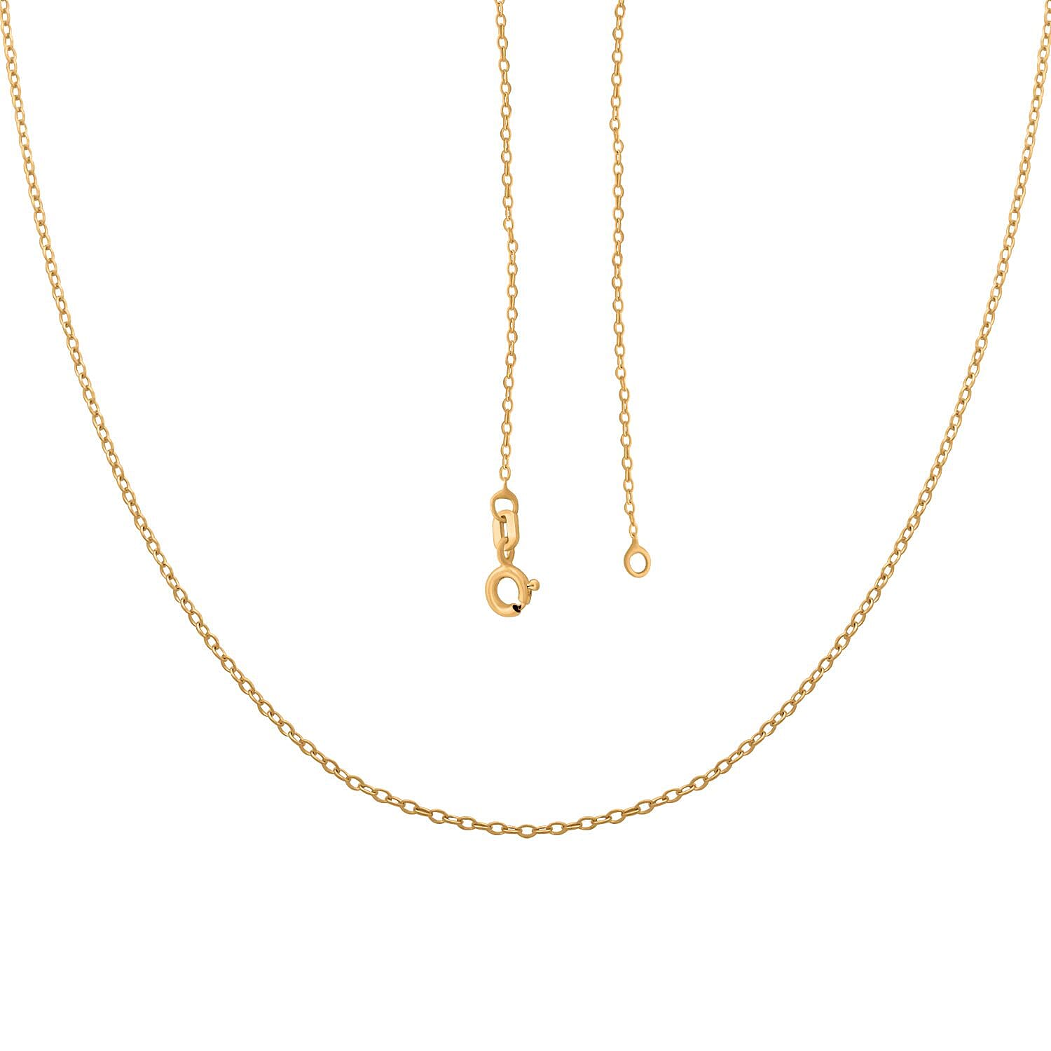 Italian 14K Yellow Gold Over Sterling Silver Light Cable Chain Necklace 18 Inches 0.90 Grams