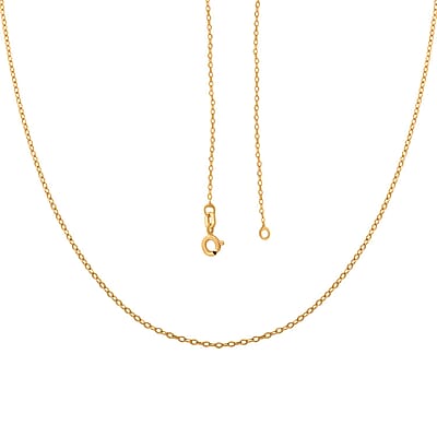 Italian 14K Yellow Gold Over Sterling Silver Light Cable Chain Necklace 18 Inches 0.90 Grams
