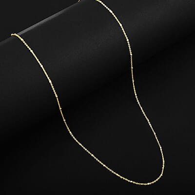 Italian 14K YG Over and Sterling Silver Diamond-cut Flat Cube Chain Necklace 18 Inches 1.70 Grams