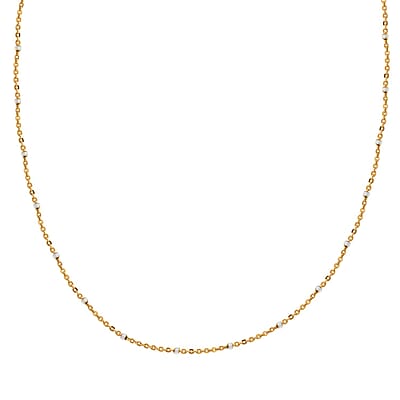 Italian 14K YG Over and Sterling Silver Diamond-cut Flat Cube Chain Necklace 18 Inches 1.70 Grams