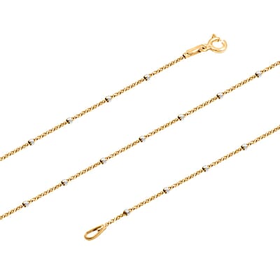 Italian 14K YG Over and Sterling Silver Diamond-cut Flat Cube Chain Necklace 18 Inches 1.70 Grams