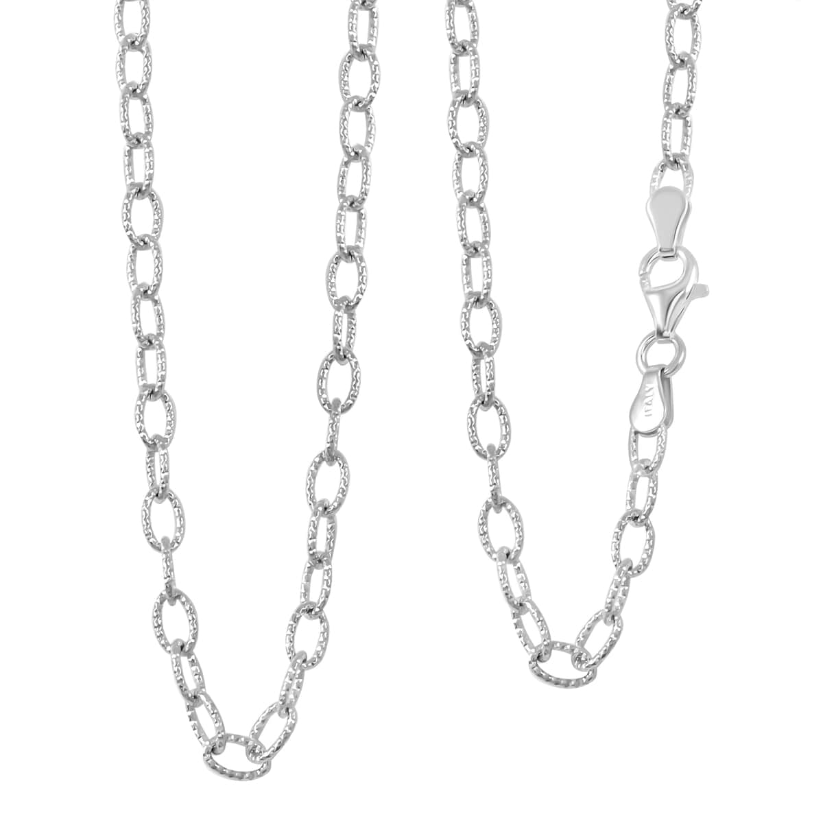 Italian Sterling Silver Diamond-cut Rolo Wire Chain Necklace 18 Inches 7.11 Grams image number 0