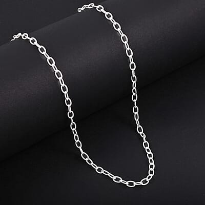 Italian Sterling Silver Diamond-cut Rolo Wire Chain Necklace 18 Inches 7.11 Grams