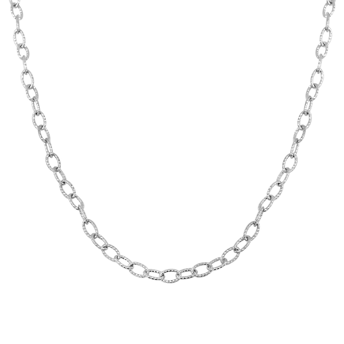 Italian Sterling Silver Diamond-cut Rolo Wire Chain Necklace 18 Inches 7.11 Grams image number 2