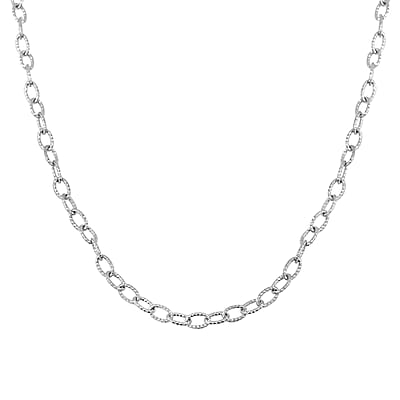 Italian Sterling Silver Diamond-cut Rolo Wire Chain Necklace 18 Inches 7.11 Grams