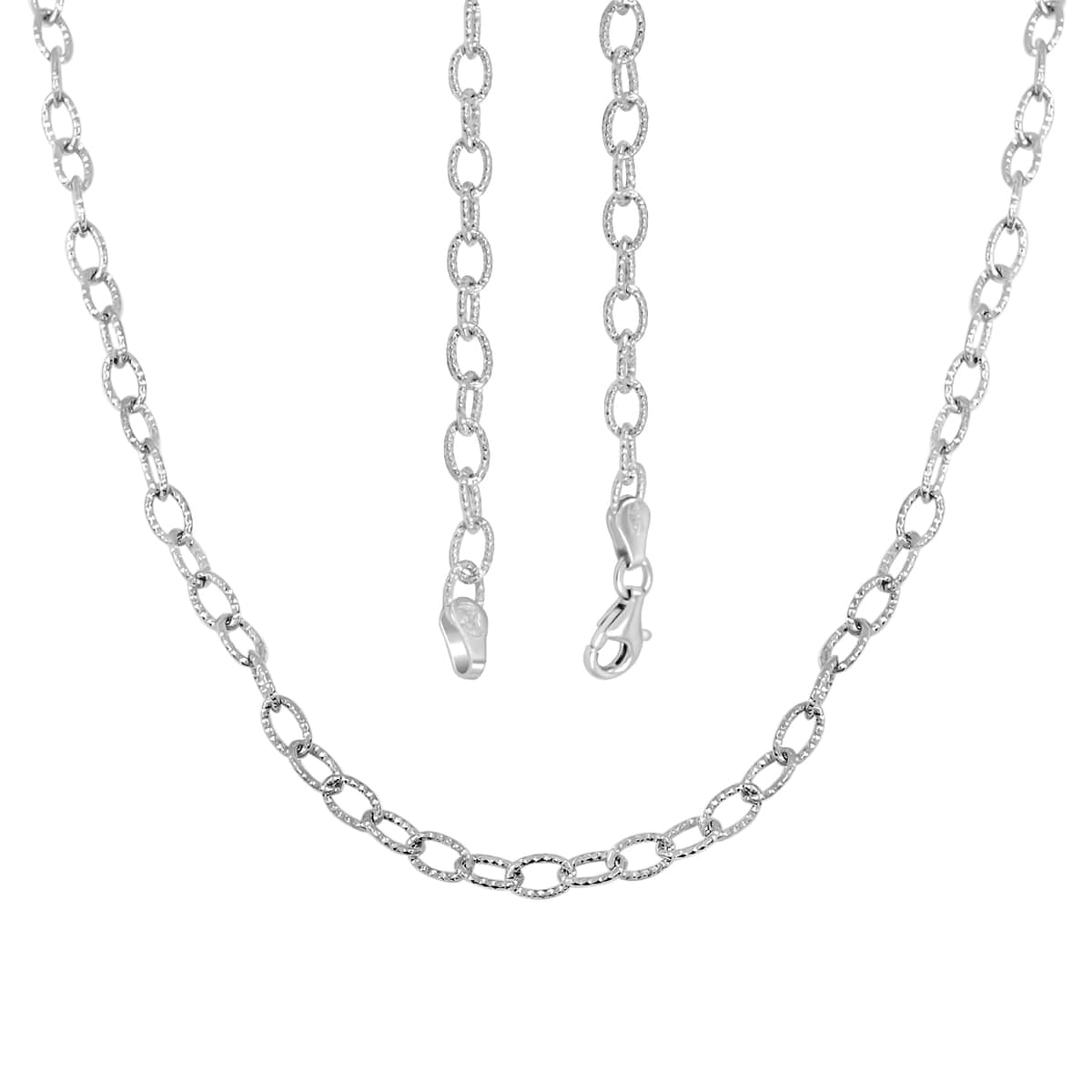 Italian Sterling Silver Diamond-cut Rolo Wire Chain Necklace 18 Inches 7.11 Grams image number 3