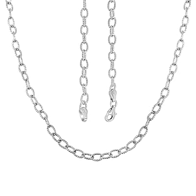 Italian Sterling Silver Diamond-cut Rolo Wire Chain Necklace 18 Inches 7.11 Grams