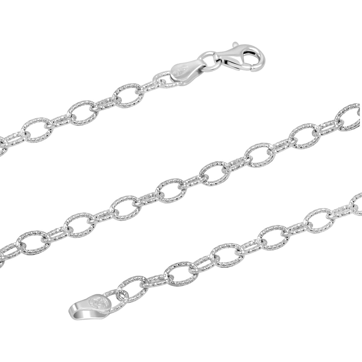 Italian Sterling Silver Diamond-cut Rolo Wire Chain Necklace 18 Inches 7.11 Grams image number 4