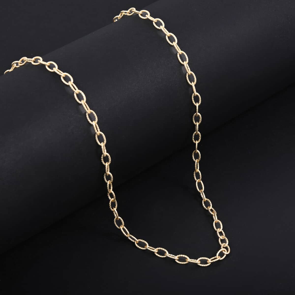 Italian 14K Yellow Gold Over Sterling Silver Diamond-cut Rolo Wire Chain Necklace 18 Inches 7 Grams image number 1