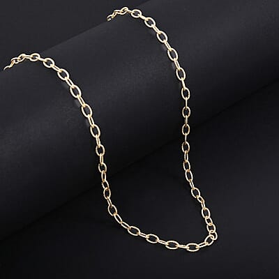 Italian 14K Yellow Gold Over Sterling Silver Diamond-cut Rolo Wire Chain Necklace 18 Inches 7 Grams