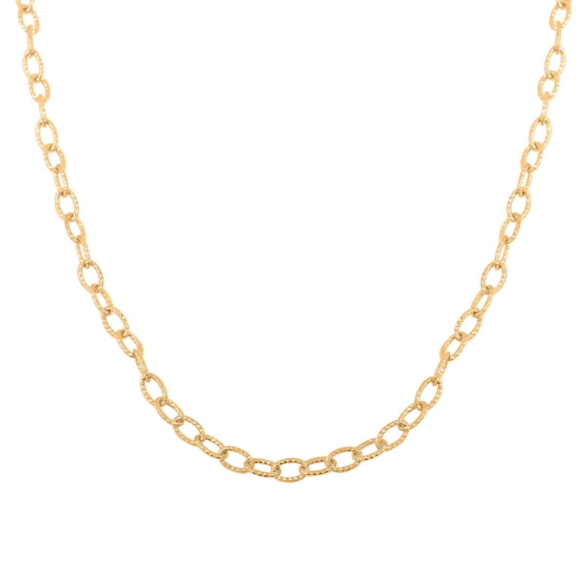 Italian 14K Yellow Gold Over Sterling Silver Diamond-cut Rolo Wire Chain Necklace 18 Inches 7 Grams image number 2