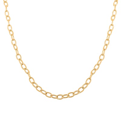 Italian 14K Yellow Gold Over Sterling Silver Diamond-cut Rolo Wire Chain Necklace 18 Inches 7 Grams