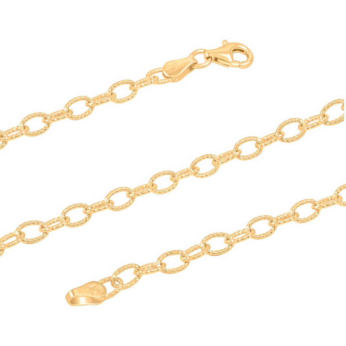 Italian 14K Yellow Gold Over Sterling Silver Diamond-cut Rolo Wire Chain Necklace 18 Inches 7 Grams image number 4