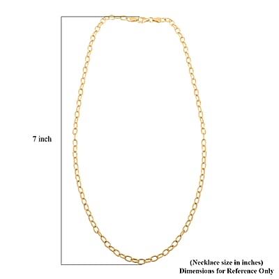 Italian 14K Yellow Gold Over Sterling Silver Diamond-cut Rolo Wire Chain Necklace 18 Inches 7 Grams