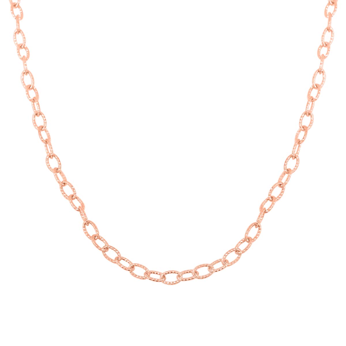 Italian 14K Rose Gold Over Sterling Silver Diamond-cut Rolo Wire Chain Necklace 18 Inches 6.87 Grams image number 2