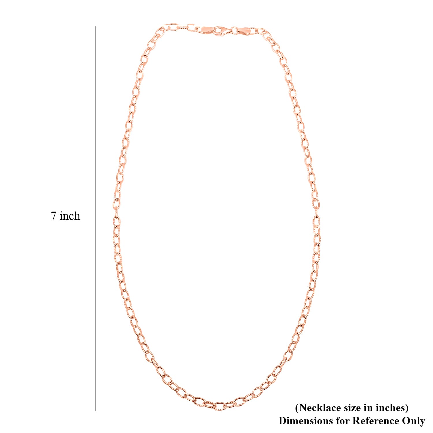 Italian 14K Rose Gold Over Sterling Silver Diamond-cut Rolo Wire Chain Necklace 18 Inches 6.87 Grams