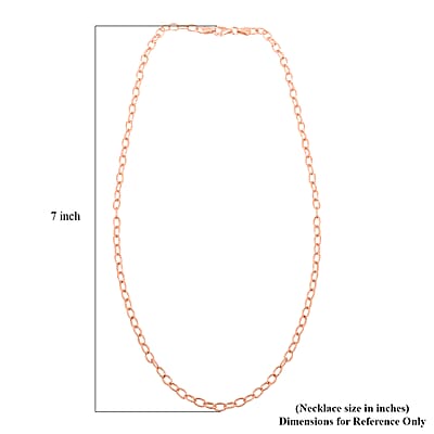 Italian 14K Rose Gold Over Sterling Silver Diamond-cut Rolo Wire Chain Necklace 18 Inches 6.87 Grams