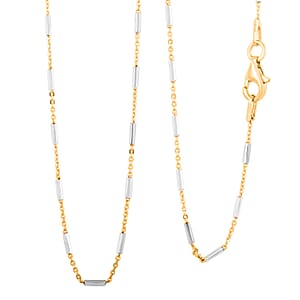 Italian 14K YG Over and Sterling Silver Diamond-cut Tube Chain Necklace 18 Inches 3 Grams