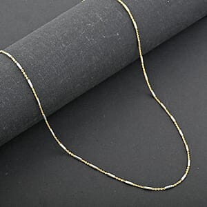 Italian 14K YG Over and Sterling Silver Diamond-cut Tube Chain Necklace 18 Inches 3 Grams