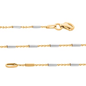 Italian 14K YG Over and Sterling Silver Diamond-cut Tube Chain Necklace 18 Inches 3 Grams