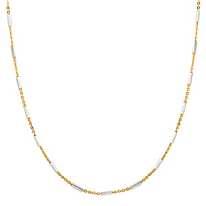 Italian 14K YG Over and Sterling Silver Diamond-cut Tube Chain Necklace 18 Inches 3 Grams