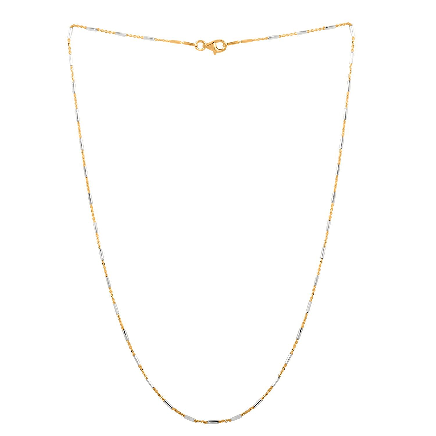 Italian 14K YG Over and Sterling Silver Diamond-cut Tube Chain Necklace 18 Inches 3 Grams