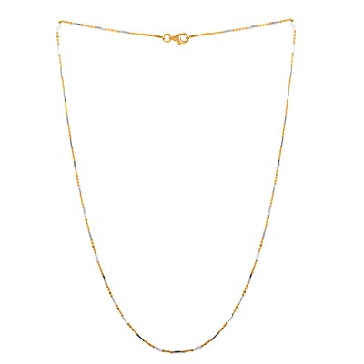 Italian 14K YG Over and Sterling Silver Diamond-cut Tube Chain Necklace 18 Inches 3 Grams