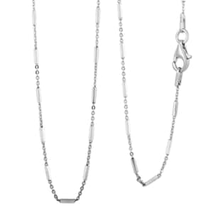 Italian Rhodium Over Sterling Silver Diamond-cut Tube Chain Necklace 18 Inches 2.97 Grams