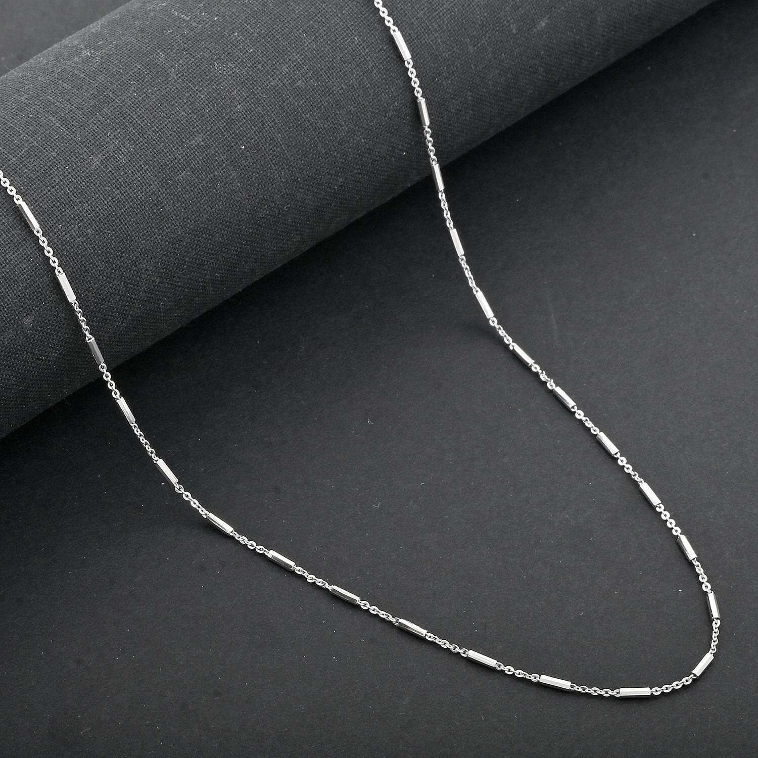 Italian Rhodium Over Sterling Silver Diamond-cut Tube Chain Necklace 18 Inches 2.97 Grams