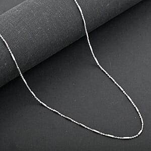 Italian Rhodium Over Sterling Silver Diamond-cut Tube Chain Necklace 18 Inches 2.97 Grams