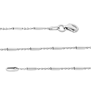 Italian Rhodium Over Sterling Silver Diamond-cut Tube Chain Necklace 18 Inches 2.97 Grams