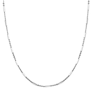 Italian Rhodium Over Sterling Silver Diamond-cut Tube Chain Necklace 18 Inches 2.97 Grams