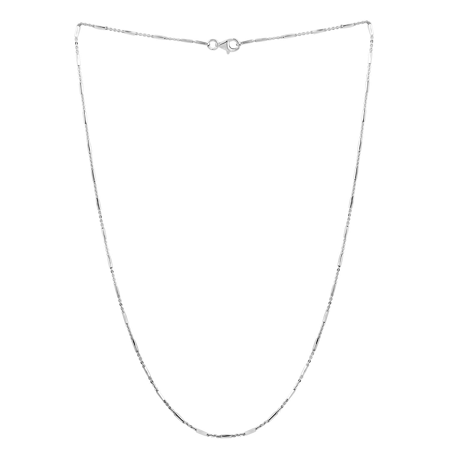 Italian Rhodium Over Sterling Silver Diamond-cut Tube Chain Necklace 18 Inches 2.97 Grams