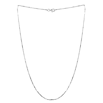 Italian Rhodium Over Sterling Silver Diamond-cut Tube Chain Necklace 18 Inches 2.97 Grams