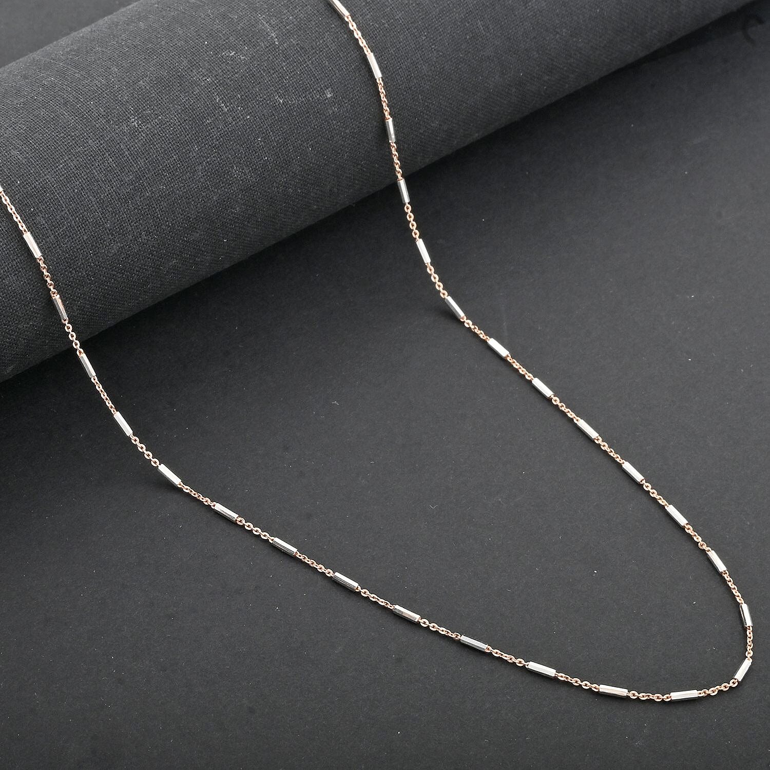 Italian 14K RG Over and Sterling Silver Diamond-cut Tube Chain Necklace 18 Inches 3 Grams