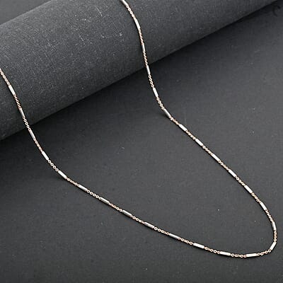Italian 14K RG Over and Sterling Silver Diamond-cut Tube Chain Necklace 18 Inches 3 Grams