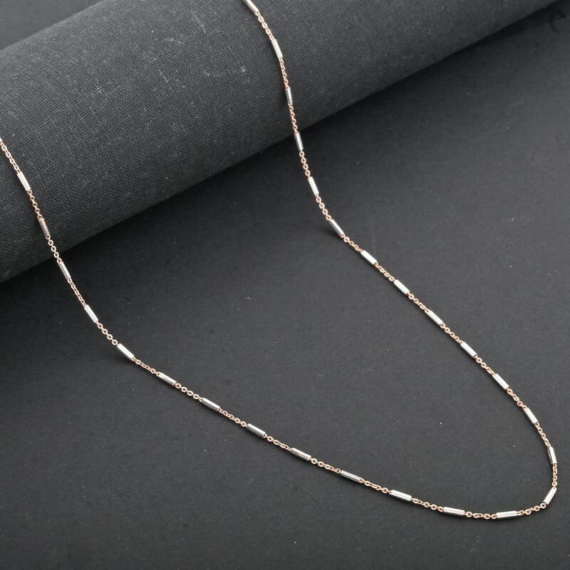 Italian 14K RG Over and Sterling Silver Diamond-cut Tube Chain Necklace 18 Inches 3 Grams