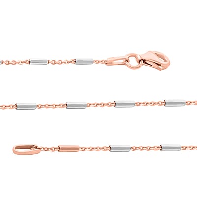 Italian 14K RG Over and Sterling Silver Diamond-cut Tube Chain Necklace 18 Inches 3 Grams