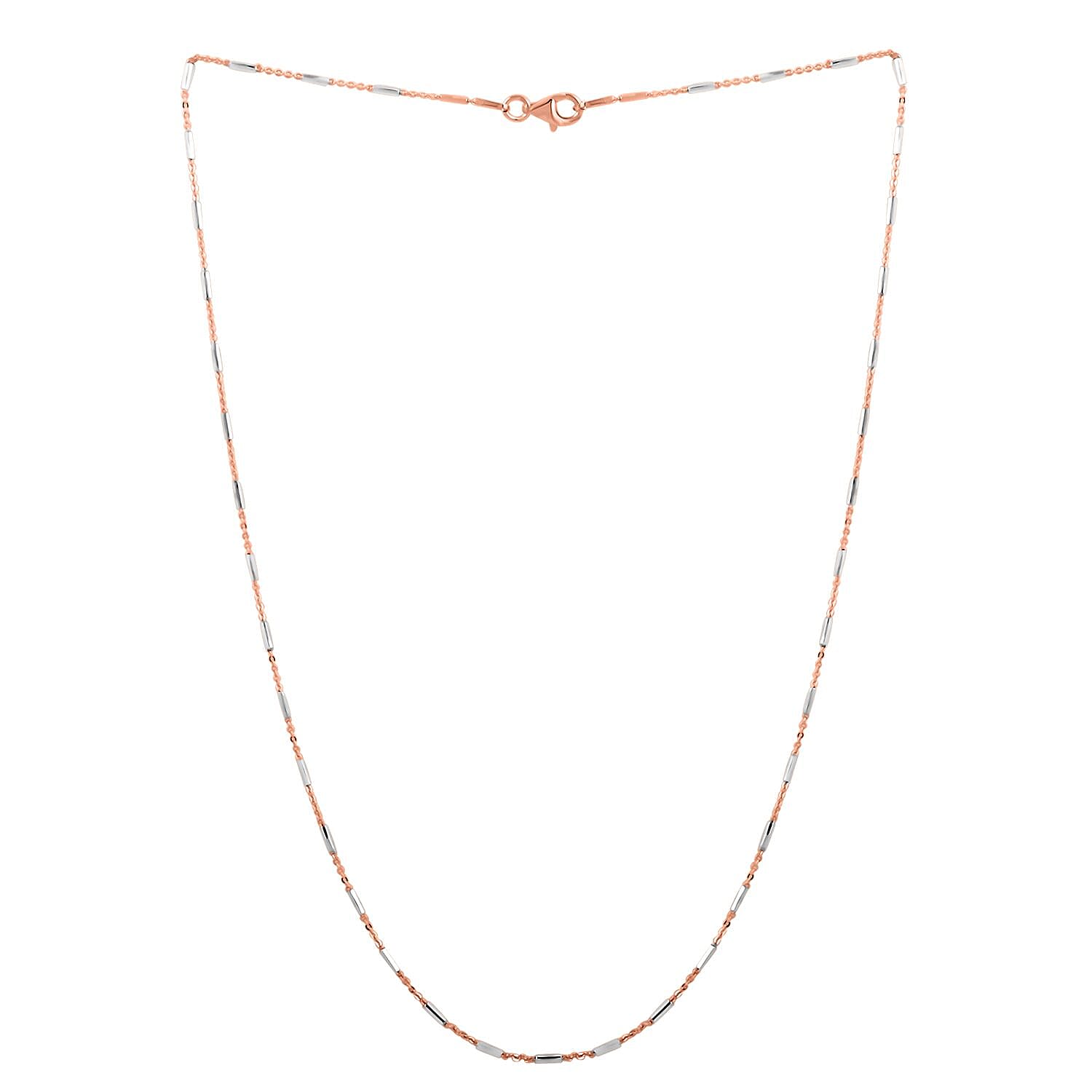 Italian 14K RG Over and Sterling Silver Diamond-cut Tube Chain Necklace 18 Inches 3 Grams