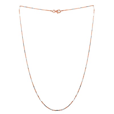 Italian 14K RG Over and Sterling Silver Diamond-cut Tube Chain Necklace 18 Inches 3 Grams